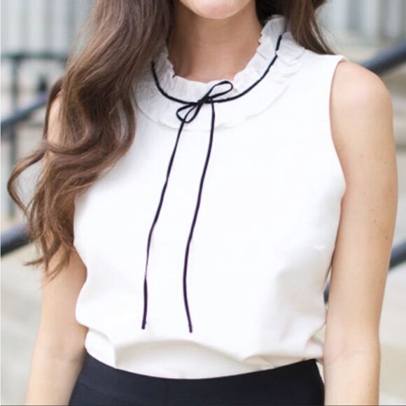 J. Crew ruffle neck top in Ponte office Sleeveless. Size XS. - Picture 3 of 15